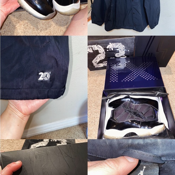 Black and White Jordan Sneakers and jacket set jacket is size xxl